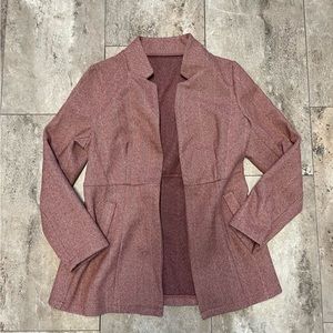 Pink herringbone open blazer, size large